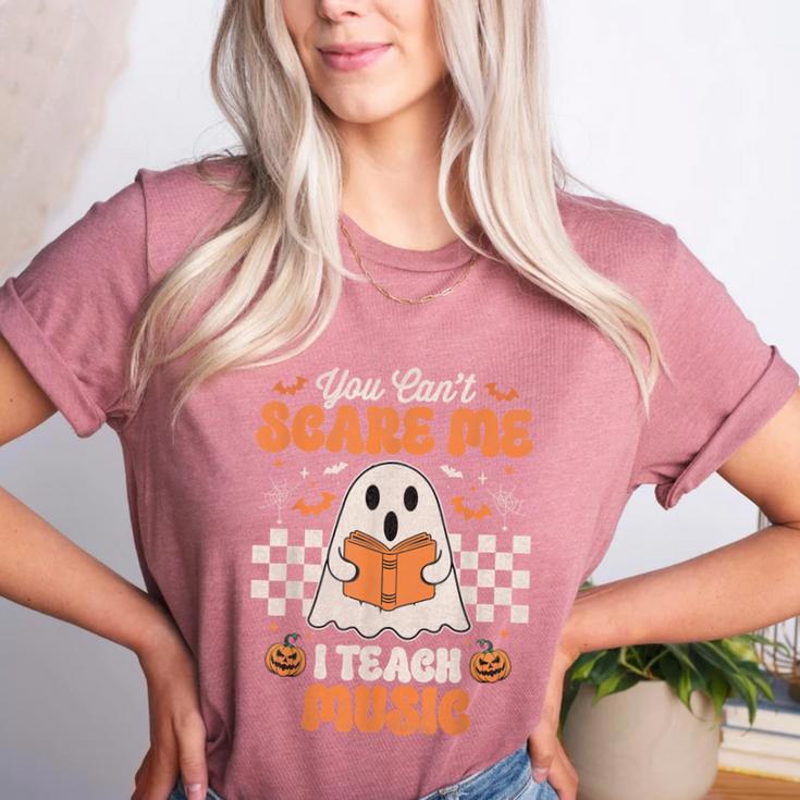 You Can't Scare Me I Teach Music Retro Teacher Halloween Women's Heather T-Shirt