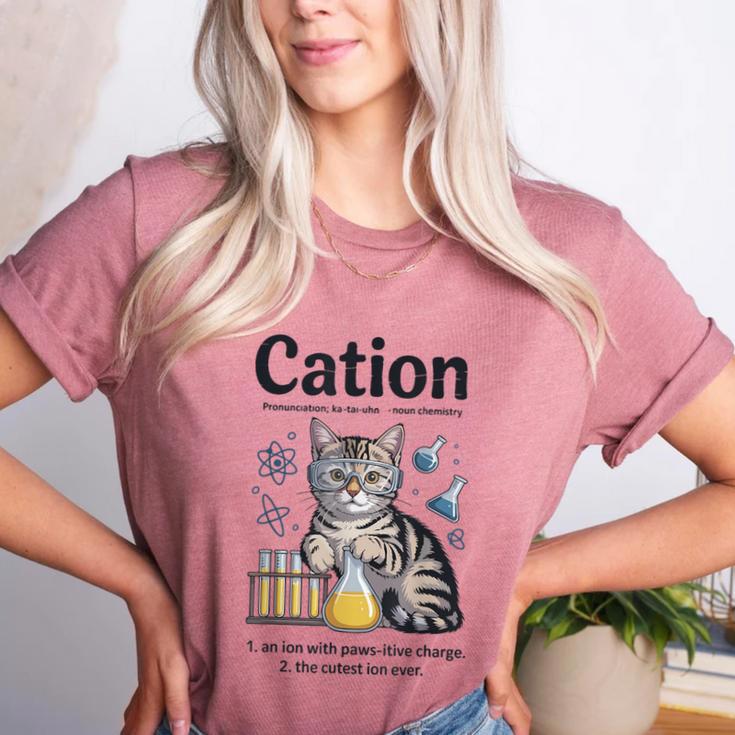 Cation Shirt Cat Science Chemistry Teacher Chemist Pun Women's Heather T-Shirt Cation Shirt Cat Science Chemistry Teacher Chemist Pun Women's Heather T-Shirt