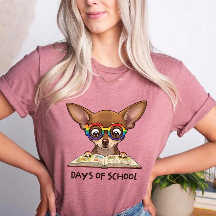 Chihuahua 100 Days Of School Rainbow Glasses Teacher Women's Heather T-Shirt Chihuahua 100 Days Of School Rainbow Glasses Teacher Women's Heather T-Shirt