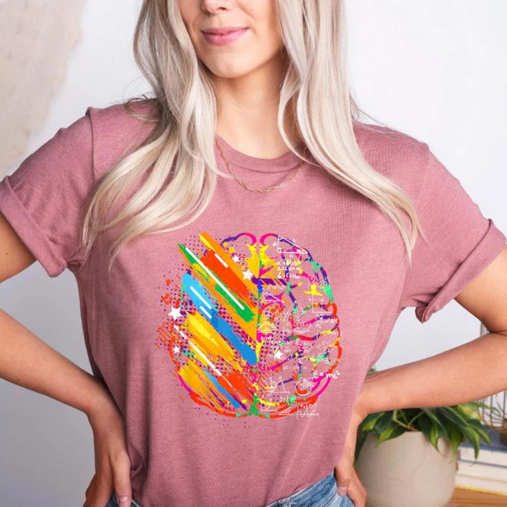 Colorful Brain Art Teacher Artist Painter Student Women's Heather T-Shirt