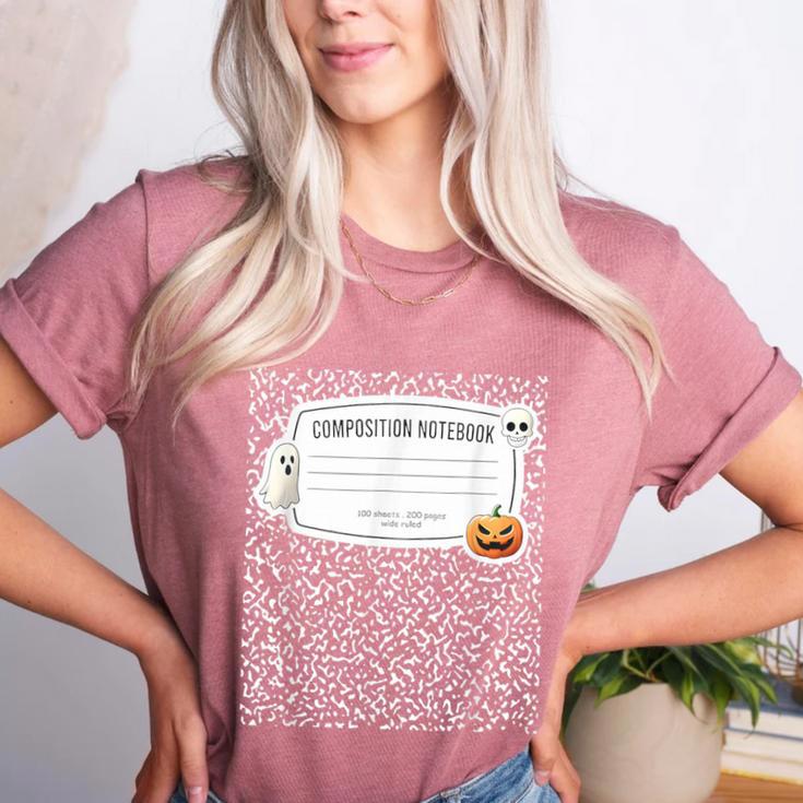 Composition Notebook Costume Adult Halloween For Teacher Women's Heather T-Shirt Composition Notebook Costume Adult Halloween For Teacher Women's Heather T-Shirt