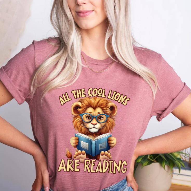 All The Cool Lions Are Reading Lion Teacher Men Women Kids Women's Heather T-Shirt All The Cool Lions Are Reading Lion Teacher Men Women Kids Women's Heather T-Shirt