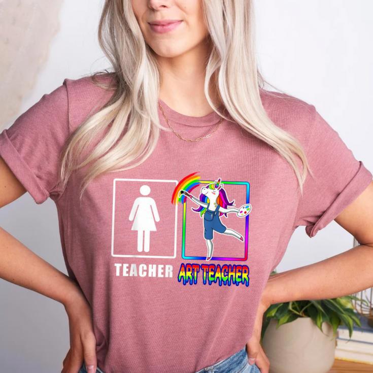 Cute Art Teacher Magical Dabbing Unicorn Artist Women's Heather T-Shirt