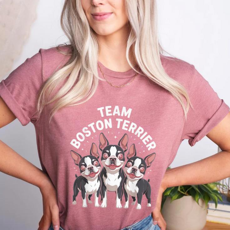 Cute Cartoon For Dog Owners Pet Team Boston Terrier Women's Heather T-Shirt