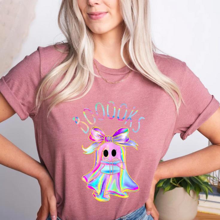 Cute Ghost Book Reading Halloween Teacher Top Girls Women Women's Heather T-Shirt