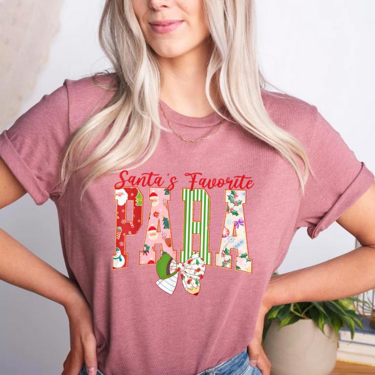 Cute Santas Favorite Para Christmas Paraprofessional Teacher Women's Heather T-Shirt Cute Santas Favorite Para Christmas Paraprofessional Teacher Women's Heather T-Shirt