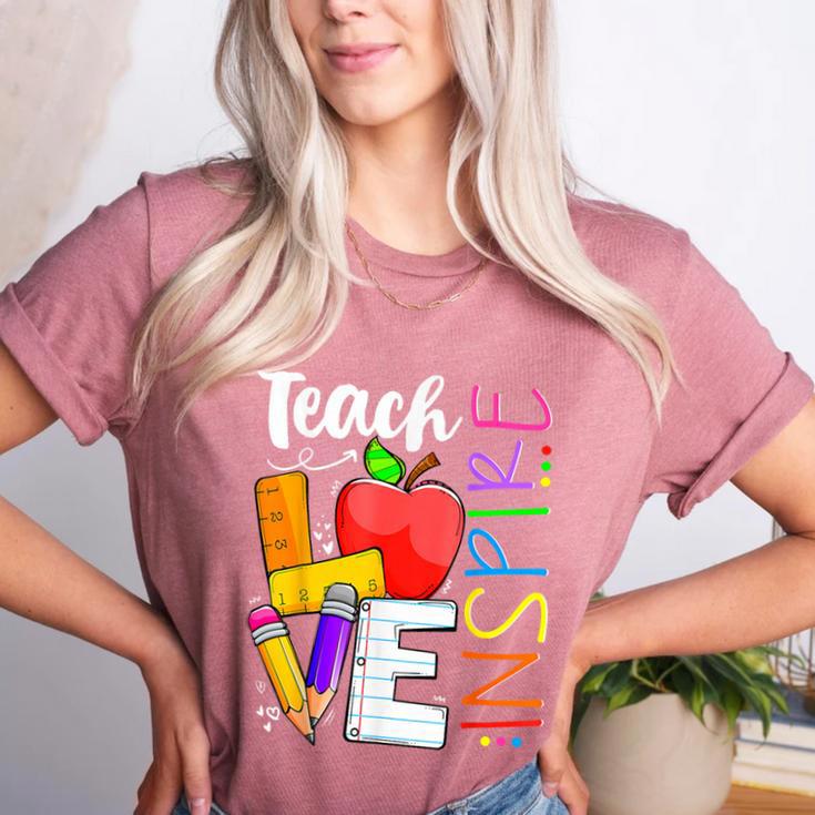 Cute Teach Love And Inspire Men Women Teacher Women's Heather T-Shirt Cute Teach Love And Inspire Men Women Teacher Women's Heather T-Shirt