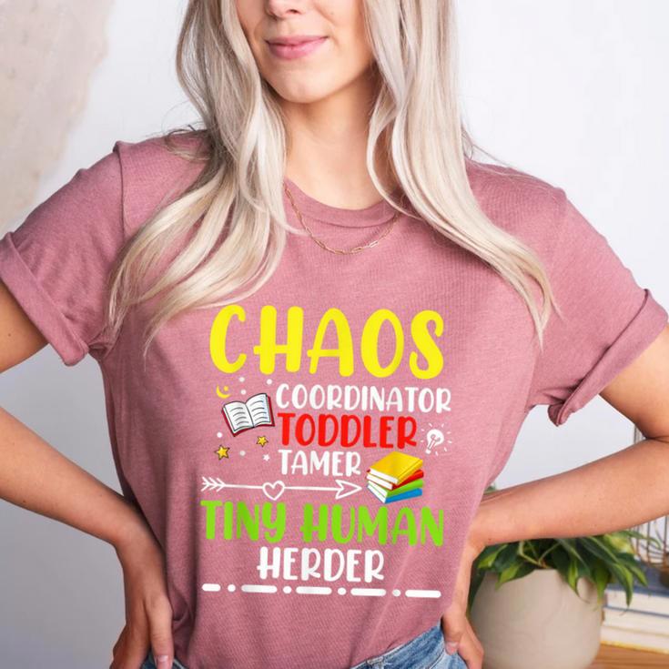 Daycare Teacher School Chaos Coordinator Toddler Tamer For Men Women Kids Women's Heather T-Shirt Daycare Teacher School Chaos Coordinator Toddler Tamer For Men Women Kids Women's Heather T-Shirt