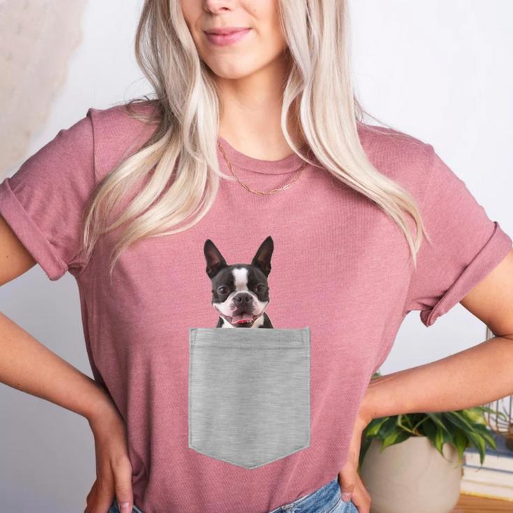 Dog In Your Pocket Boston Terrier For Men Women Girls Kids Women's Heather T-Shirt