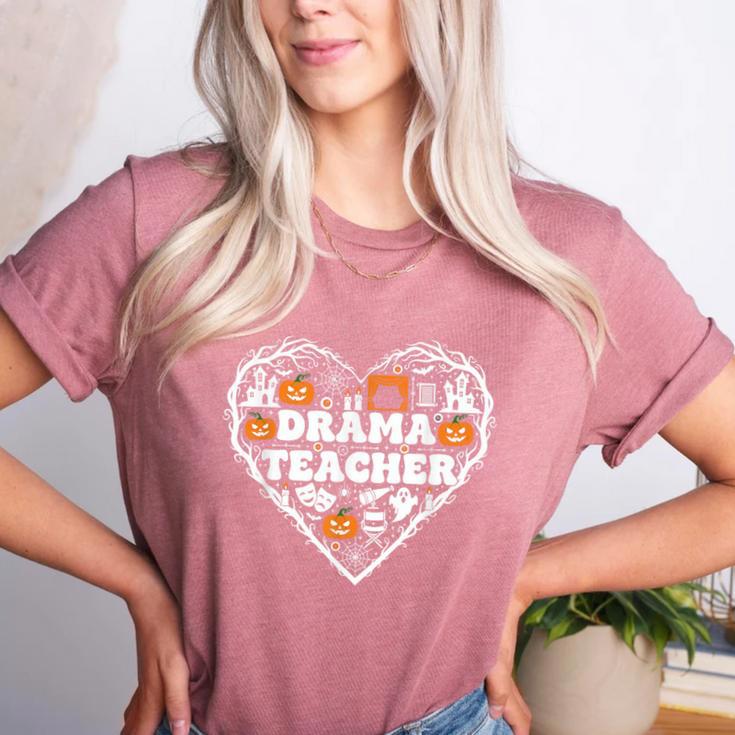 Drama Teacher Heart Pumpkin Ghost Halloween Kids Women's Heather T-Shirt