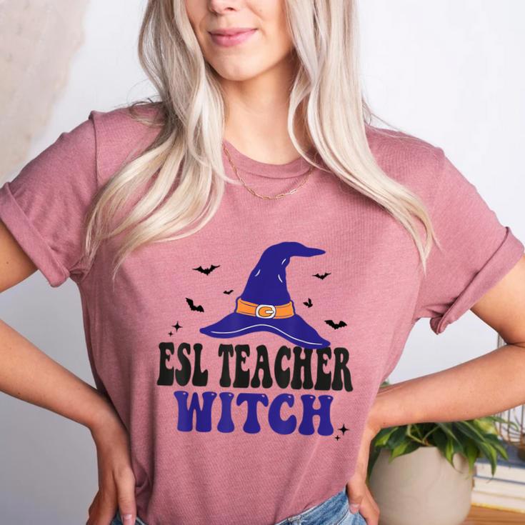 ESL Teacher Witch Halloween Matching Group Costume Women's Heather T-Shirt ESL Teacher Witch Halloween Matching Group Costume Women's Heather T-Shirt