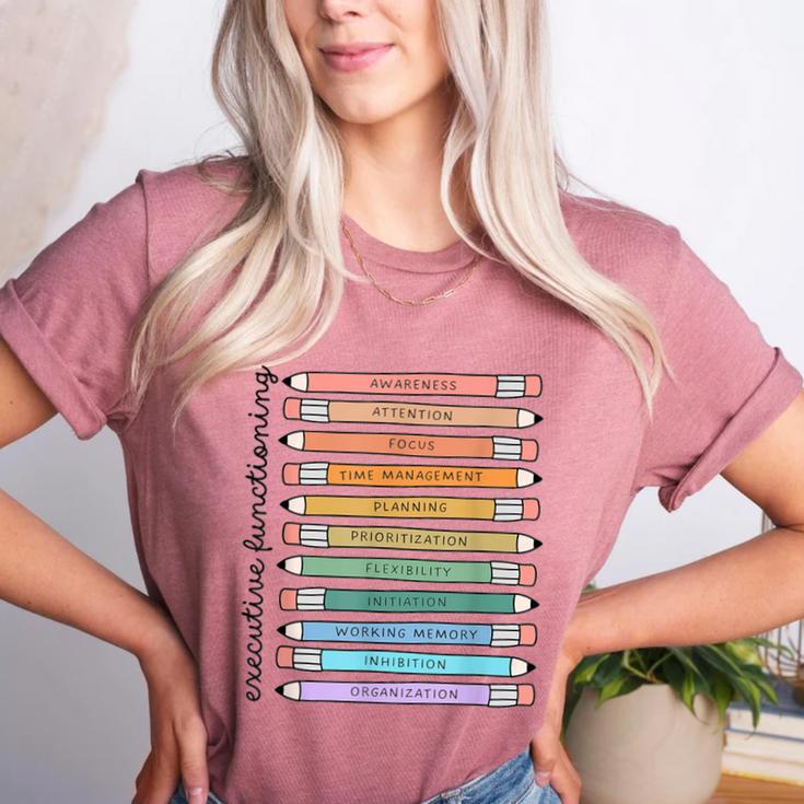 Executive Functioning Skills Back To School Sped Teacher SLP Women's Heather T-Shirt Executive Functioning Skills Back To School Sped Teacher SLP Women's Heather T-Shirt