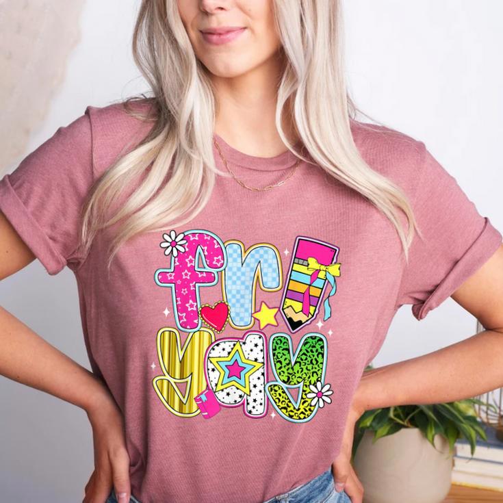 Fri-Yay Happy Friday Weekend Teacher Back To School Women's Heather T-Shirt