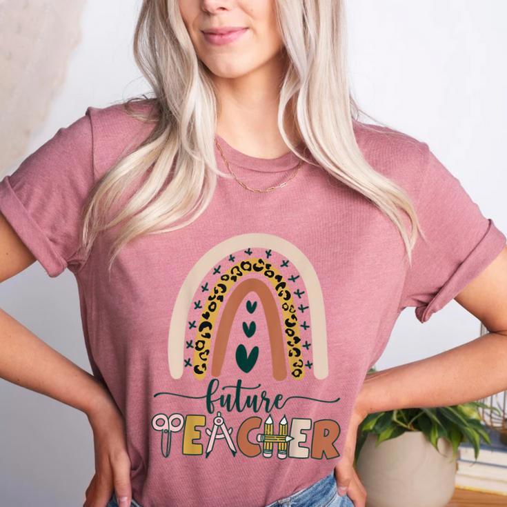 Future Teacher Boho Rainbow Leopard New Grad Student Women's Heather T-Shirt Future Teacher Boho Rainbow Leopard New Grad Student Women's Heather T-Shirt