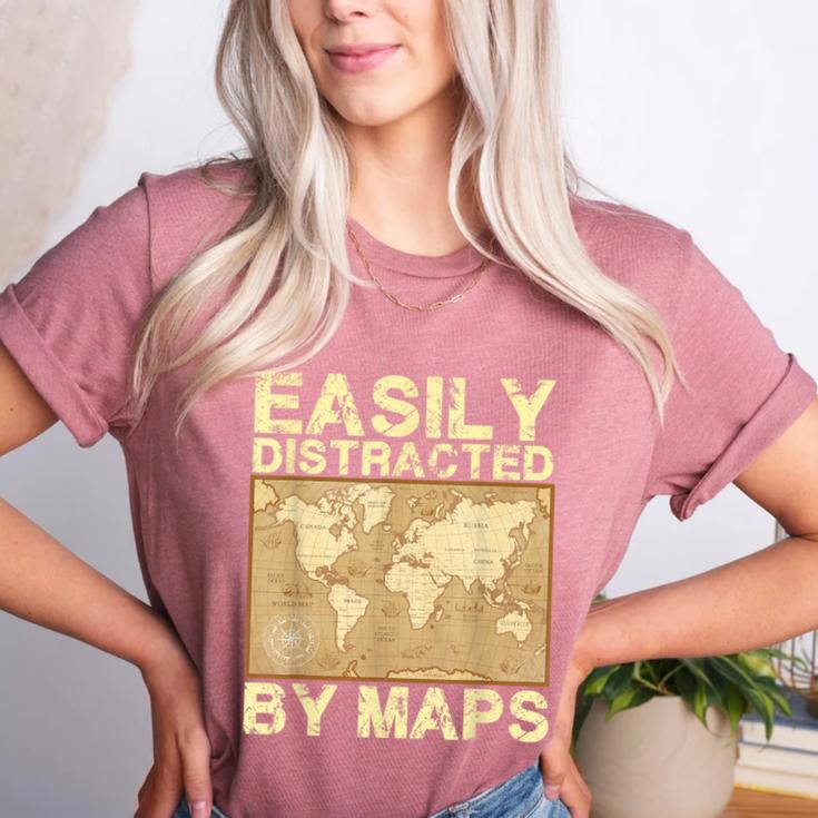 Geography Teacher Easily Distracted By Maps Women's Heather T-Shirt