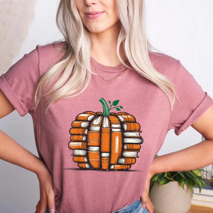 Halloween Books Pumpkin Reading Teacher Fall Men Women Women's Heather T-Shirt Halloween Books Pumpkin Reading Teacher Fall Men Women Women's Heather T-Shirt