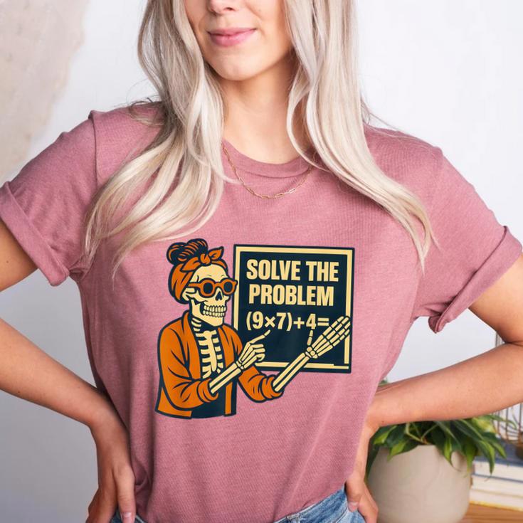Halloween Teacher Six Seven Meme 6 7 Skeleton Spooky Costume Women's Heather T-Shirt