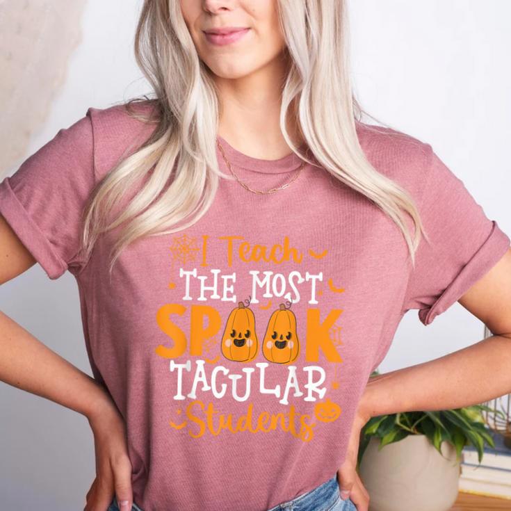 Halloween Teacher I Teach The Most Spooktacular Students Men Women Women's Heather T-Shirt Halloween Teacher I Teach The Most Spooktacular Students Men Women Women's Heather T-Shirt