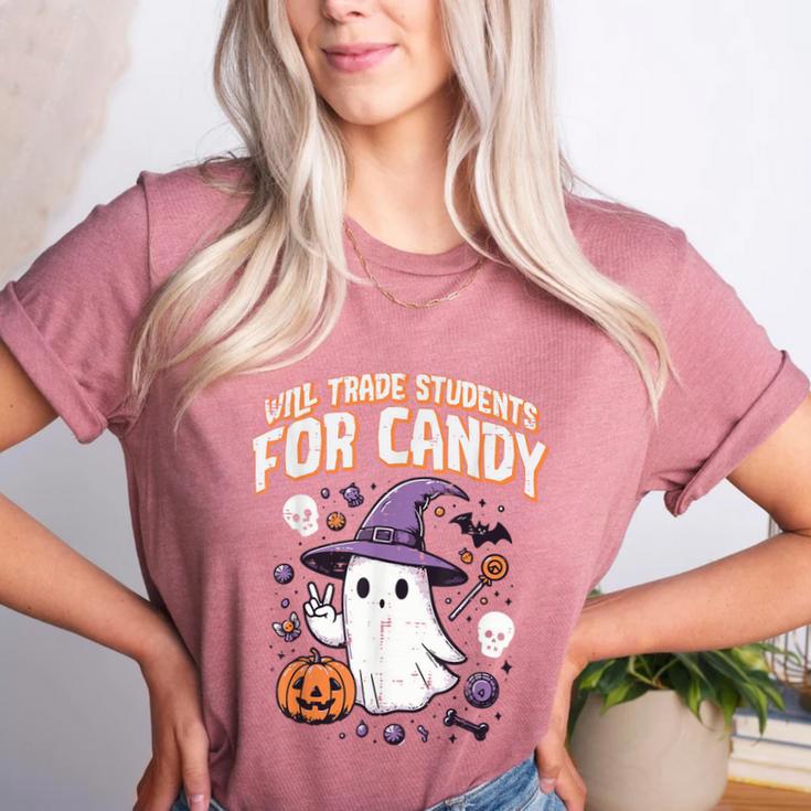 Halloween Teacher Trade Students For Candy Costume Women Women's Heather T-Shirt