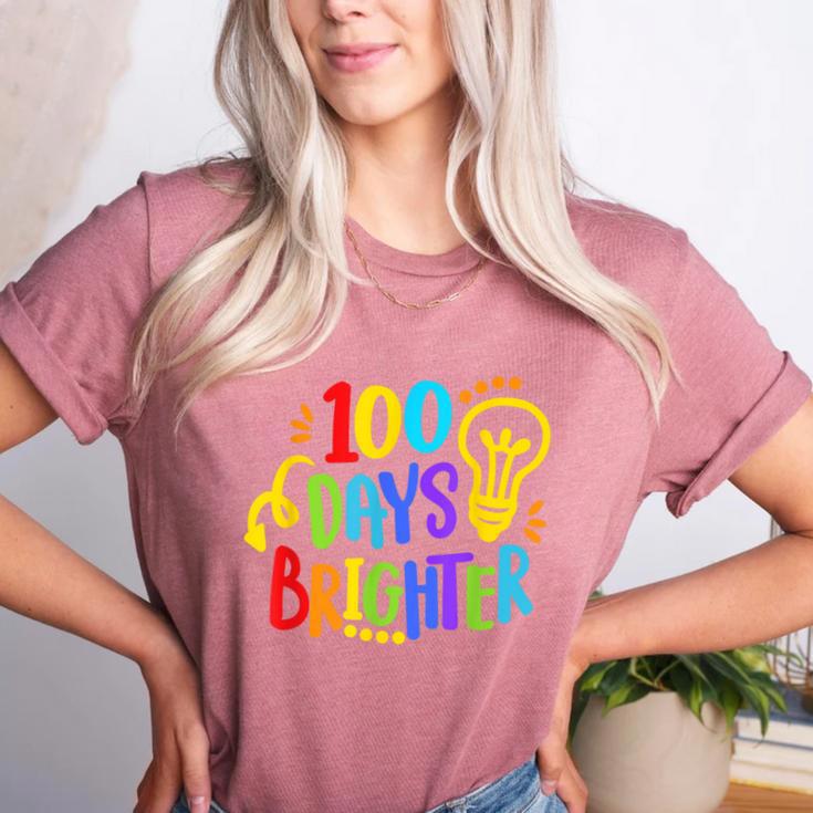 Happy 100th Day Of School 100 Days Brighter Girls Teacher Women's Heather T-Shirt