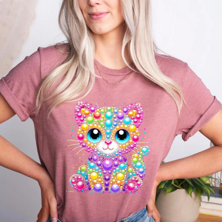 Happy Dot Day Colorful Polka Dot Cat Kitten Teachers Kids Women's Heather T-Shirt