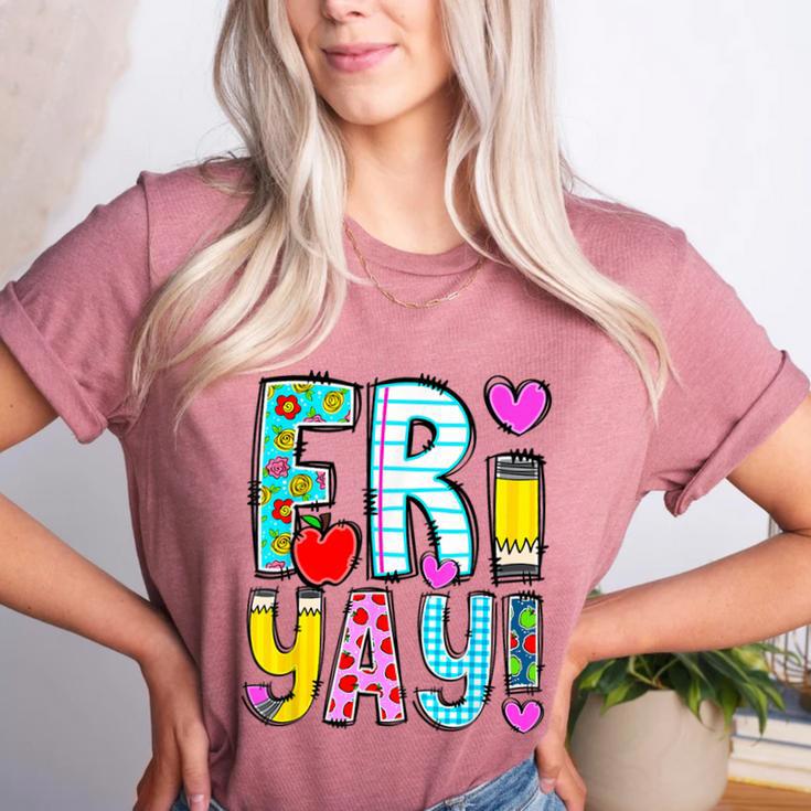 Happy Fri-Yay Friday Lovers Fun Teacher Life FriYay Weekend Women's Heather T-Shirt
