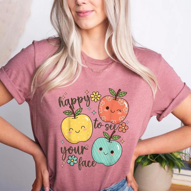 Happy To See Your Face Teacher Apple Women's Heather T-Shirt Happy To See Your Face Teacher Apple Women's Heather T-Shirt