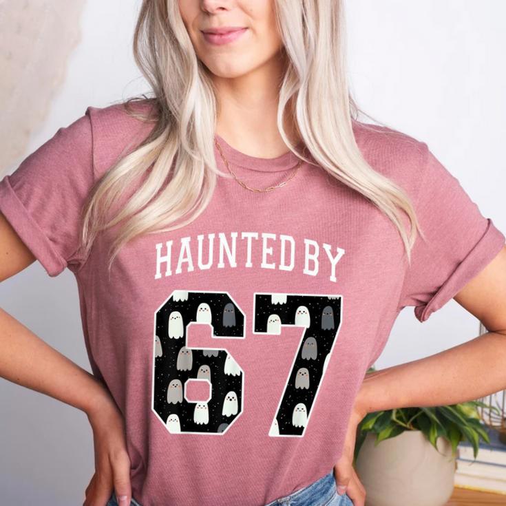 Haunted By 6 7 67 Six Seven Halloween Teacher Mom Women's Heather T-Shirt