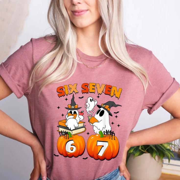 Haunted By 67 Boo Ghost Pumpkin Halloween Teacher Women's Heather T-Shirt Haunted By 67 Boo Ghost Pumpkin Halloween Teacher Women's Heather T-Shirt