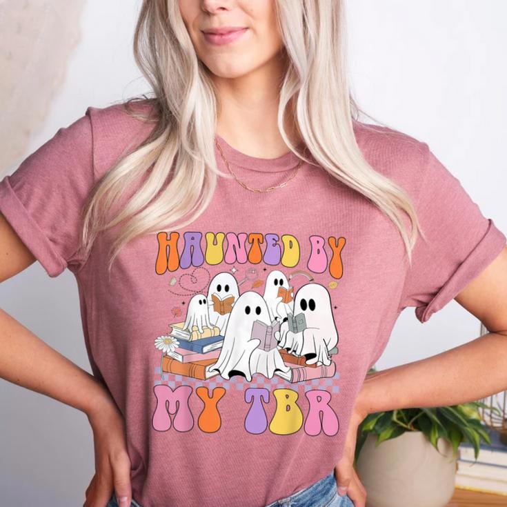 Haunted By My TBR Cute Ghosts Book Reading Teacher Halloween Women's Heather T-Shirt Haunted By My TBR Cute Ghosts Book Reading Teacher Halloween Women's Heather T-Shirt