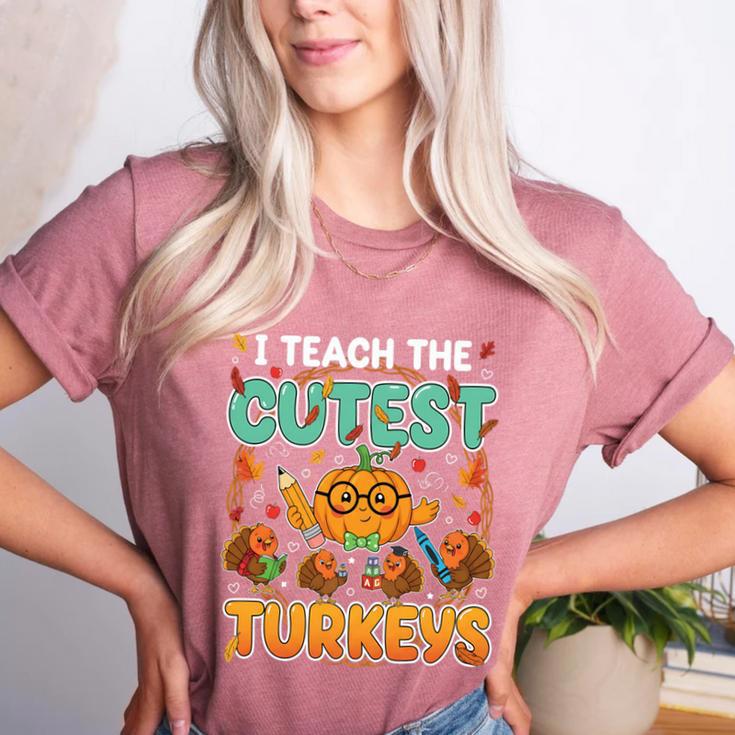 Humor I Teach The Cutest Turkeys Thanksgiving Teacher Women's Heather T-Shirt Humor I Teach The Cutest Turkeys Thanksgiving Teacher Women's Heather T-Shirt