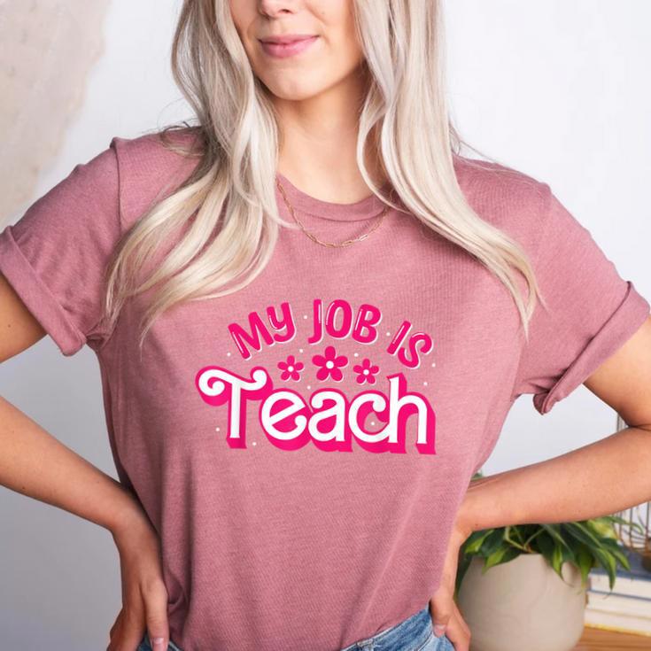 My Job Is Teach Pink Retro Female Teacher Life Women Women's Heather T-Shirt My Job Is Teach Pink Retro Female Teacher Life Women Women's Heather T-Shirt