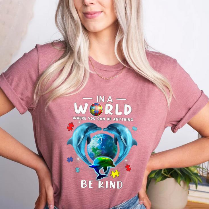 Be Kind Dolphin Autism Awareness Back To School Teacher Men Women Kids Women's Heather T-Shirt Be Kind Dolphin Autism Awareness Back To School Teacher Men Women Kids Women's Heather T-Shirt