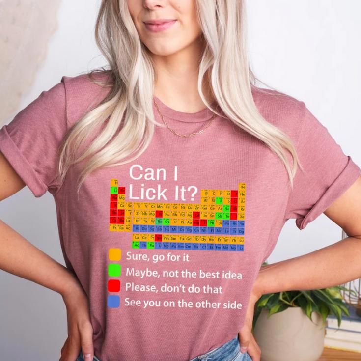 Can I Lick It Periodic Table Chemistry Teachers Women's Heather T-Shirt Can I Lick It Periodic Table Chemistry Teachers Women's Heather T-Shirt