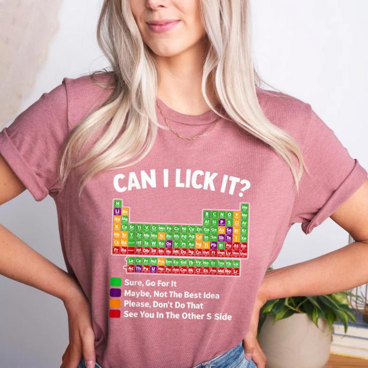 Can I Lick It Periodic Table Shirt Science Chemistry Teacher Women's Heather T-Shirt Can I Lick It Periodic Table Shirt Science Chemistry Teacher Women's Heather T-Shirt