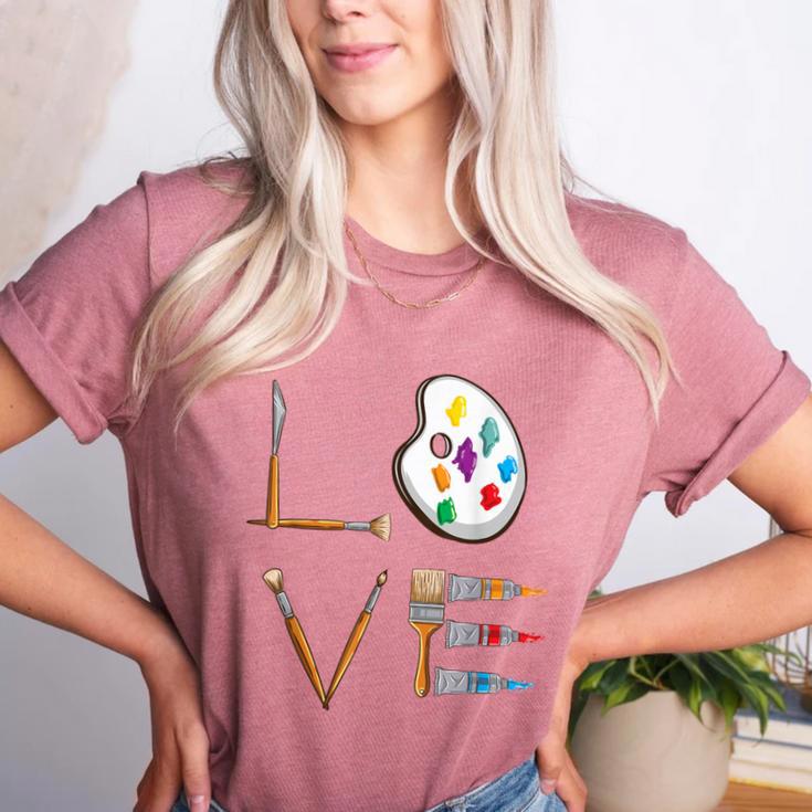 Love Art For Artist Art Teacher Women's Heather T-Shirt Love Art For Artist Art Teacher Women's Heather T-Shirt