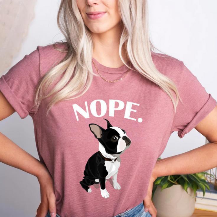 Love NOPE Boston Terrier Dog Lover Women's Heather T-Shirt