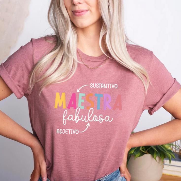 Maestra Fabulosa Maestra De EspañOl Spanish Teacher Women's Heather T-Shirt Maestra Fabulosa Maestra De EspañOl Spanish Teacher Women's Heather T-Shirt