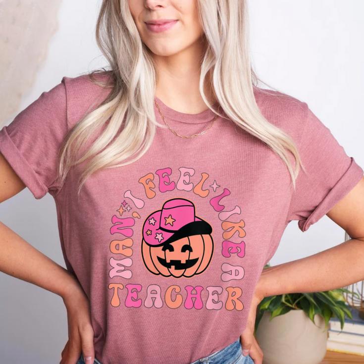 Man I Feel Like a Teacher Women Western Teacher Halloween Women's Heather T-Shirt