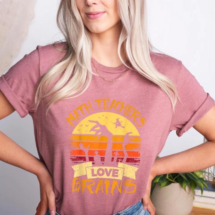 Math Teacher Shirt Math Teachers Love Brains Halloween Math For Men Women Women's Heather T-Shirt