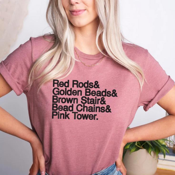Montessori Helvetica Education Teacher Women's Heather T-Shirt Montessori Helvetica Education Teacher Women's Heather T-Shirt