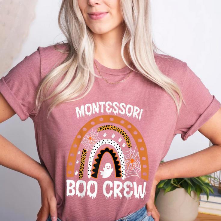 Montessori Teacher Halloween Boo Rainbow Leopard Halloween Women's Heather T-Shirt Montessori Teacher Halloween Boo Rainbow Leopard Halloween Women's Heather T-Shirt
