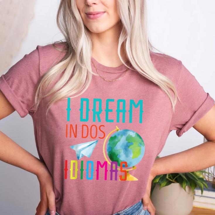 Multilingual Teacher In Dos Idiomas Linguist Language Women's Heather T-Shirt