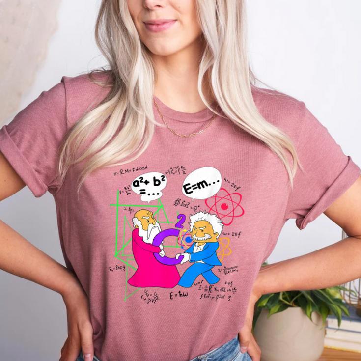 Nerdy Pythagoras Fighting Over C Squared Math Teacher Women's Heather T-Shirt Nerdy Pythagoras Fighting Over C Squared Math Teacher Women's Heather T-Shirt