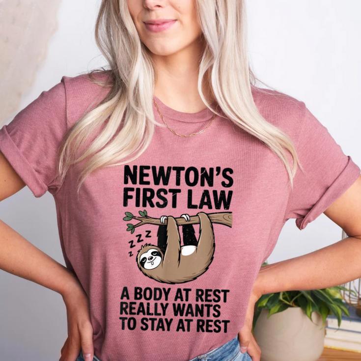 Newtons First Law Physics Jokes Science Teacher Women's Heather T-Shirt Newtons First Law Physics Jokes Science Teacher Women's Heather T-Shirt