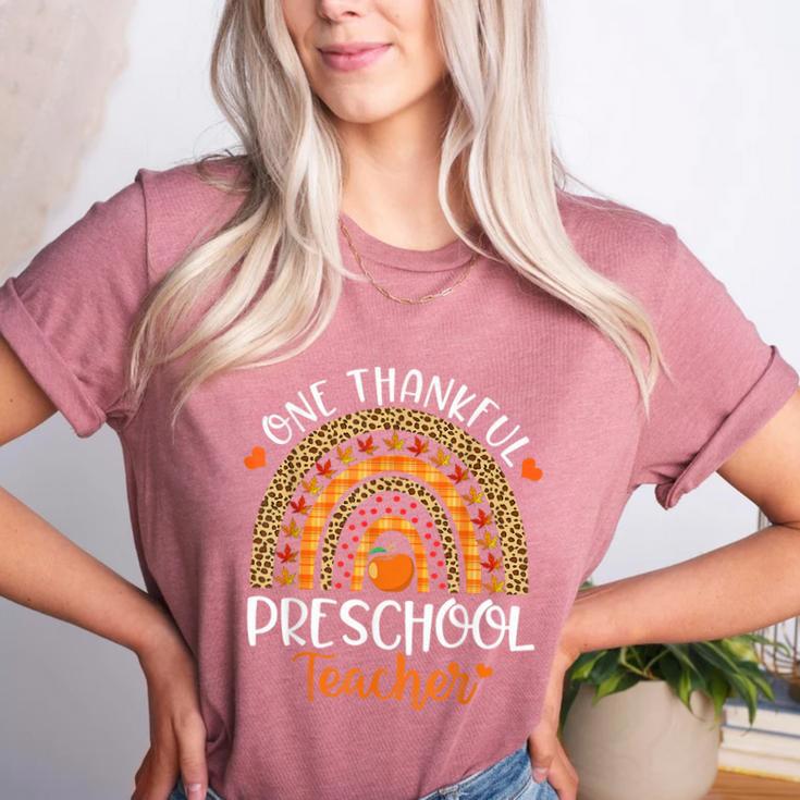 One Thankful Preschool Teacher Thanksgiving Rainbow Women's Heather T-Shirt