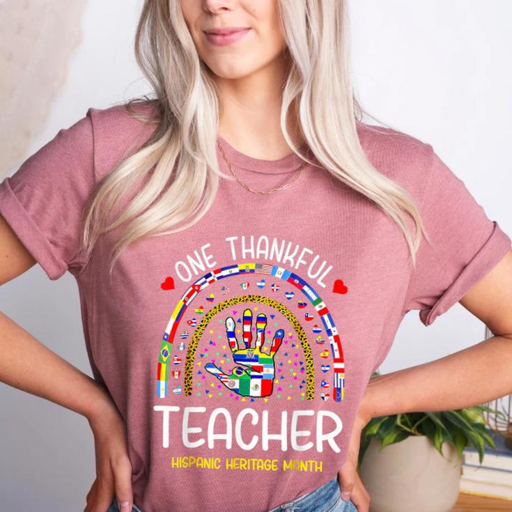 One Thankful Teacher Hispanic Heritage Month Countries Flags Women's Heather T-Shirt
