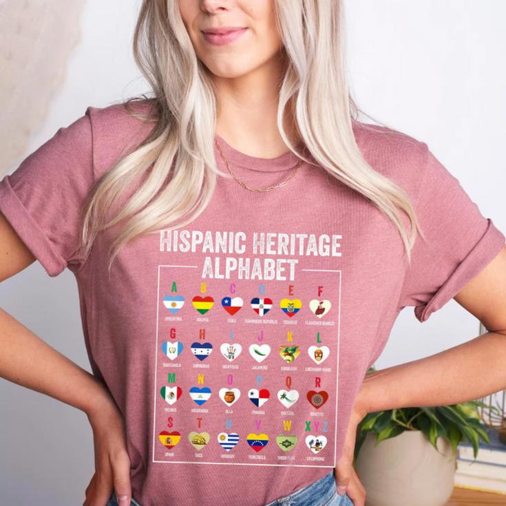 Hispanic Flags Alphabet Hearts Latin Heritage For Teacher Women's Heather T-Shirt