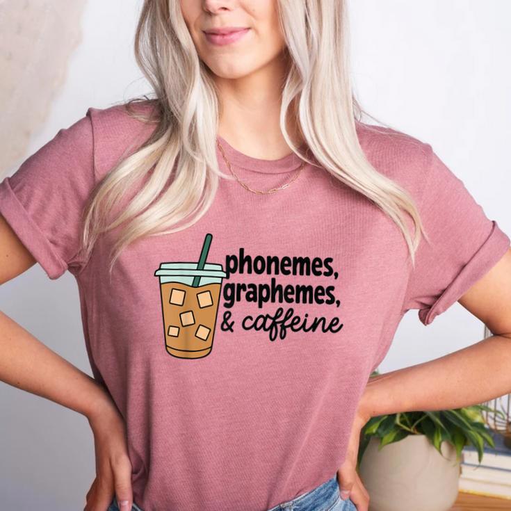 Phonemes Graphemes And Caffeine Coffee Teacher Appreciation Women's Heather T-Shirt Phonemes Graphemes And Caffeine Coffee Teacher Appreciation Women's Heather T-Shirt