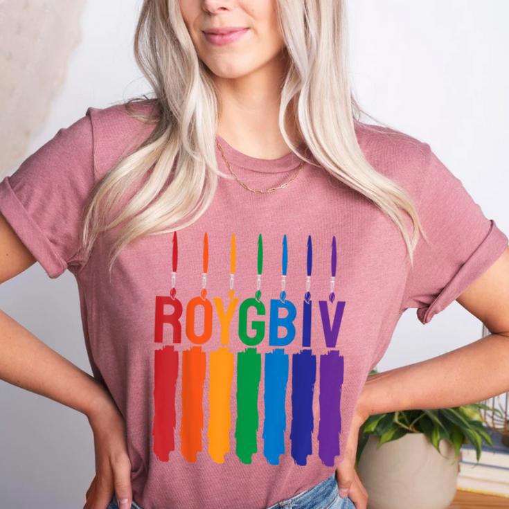 Rainbow Roygbiv Kids Artist Costume Art Teacher Women's Heather T-Shirt Rainbow Roygbiv Kids Artist Costume Art Teacher Women's Heather T-Shirt